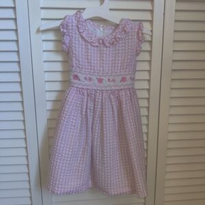 Iris & Ivy Pink Toddler Gingham Floral Smocked  Dress Size 24M